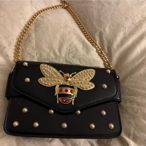 Black and Gold Beetle Bug Purse